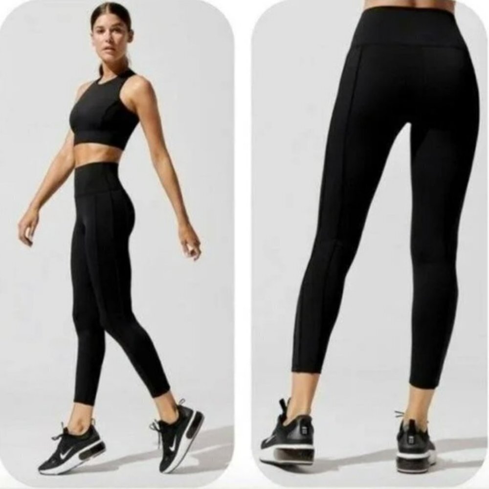 Carbon38 Black Leggings with Piping